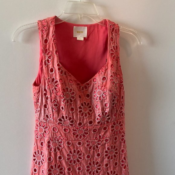 Maeve (by Anthropologie) Coral Flower Eyelet Dress - Picture 2 of 6